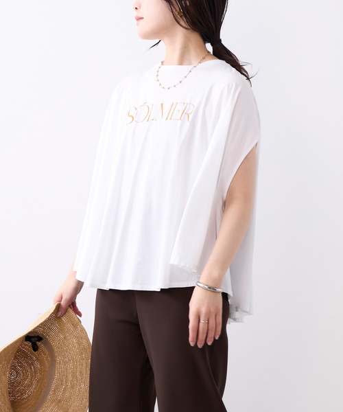 MICA&DEAL(マイカ&ディール)の「"SOLMER"ロゴフレアスリーブTシャツ(Tシャツ/カットソー・レディース・ホワイト/チャコールグレー/ブラウン・FREE)」の7枚目の写真
