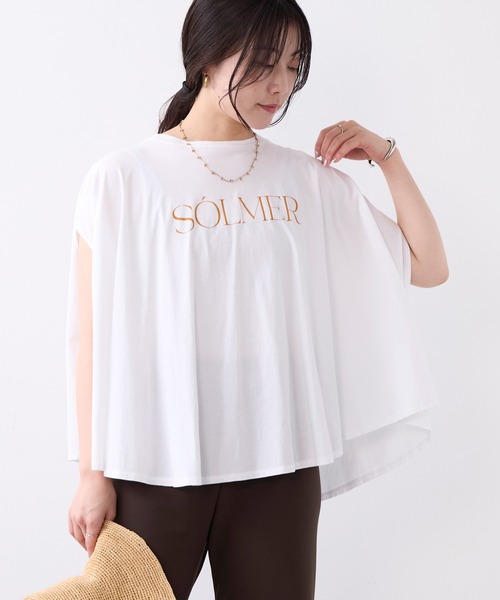 MICA&DEAL(マイカ&ディール)の「"SOLMER"ロゴフレアスリーブTシャツ(Tシャツ/カットソー・レディース・ホワイト/チャコールグレー/ブラウン・FREE)」の8枚目の写真