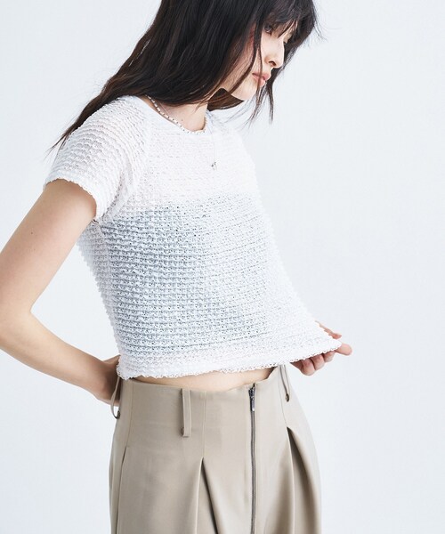 CODE A(コードエー)の「frill mini tee(Tシャツ/カットソー・レディース・ホワイト/ブラック・00)」の3枚目の写真