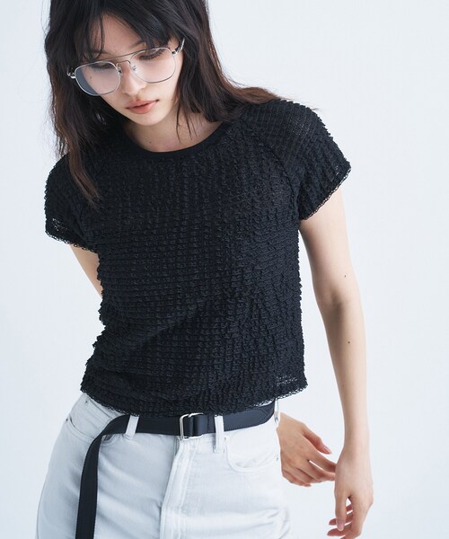 CODE A(コードエー)の「frill mini tee(Tシャツ/カットソー・レディース・ホワイト/ブラック・00)」の7枚目の写真
