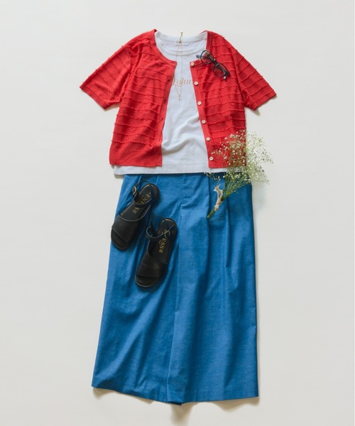 human woman(ヒューマンウーマン)の「◆【名品 / UVカット / ウォッシャブル】クールマックスタックスカーチョ(その他パンツ・レディース・ベージュ/ブルー/ブラック・SMALL/LARGE/MEDIUM)」の3枚目の写真