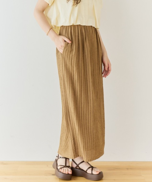 OLUN(オルン)の「jacquard I-line skirt/ジャガードIラインスカート(スカート・レディース・ブラウン/アイボリー/ブラック・FREE/X-SMALL/SMALL)」の7枚目の写真
