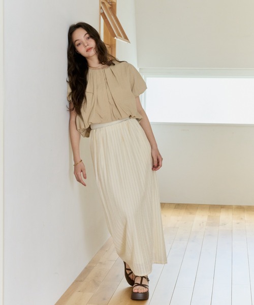 OLUN(オルン)の「jacquard I-line skirt/ジャガードIラインスカート(スカート・レディース・ブラウン/アイボリー/ブラック・FREE/X-SMALL/SMALL)」の6枚目の写真