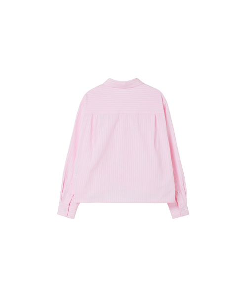 LAP（ラップ）の「ベーシッククロップトリムシャツ AS1WB261（シャツ/ブラウス・レディース・ホワイト/ピンク・FREE）」の5枚目の写真