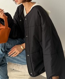 Java（ジャバ）の「《JaVa ジャバコラボ》軽やかに羽織って旬顔。大人のノーカラー中綿ショート丈ブルゾン（ブルゾン）」
