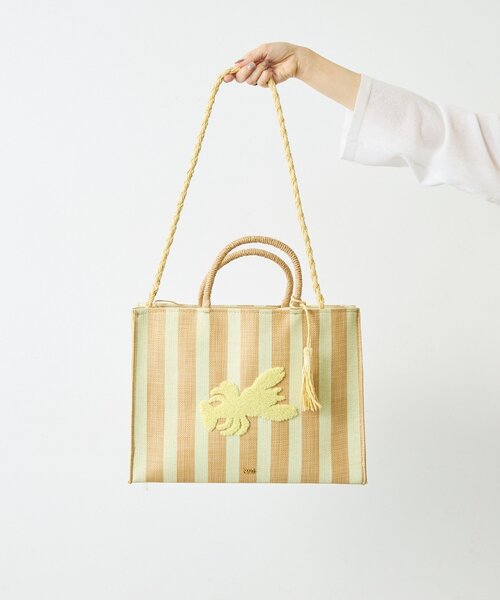 ear PAPILLONNER（イアパピヨネ）の「【NALI】ストライプストロートートバッグ/ショルダーバッグ（トートバッグ・レディース・ミント/イエロー・FREE）」の4枚目の写真