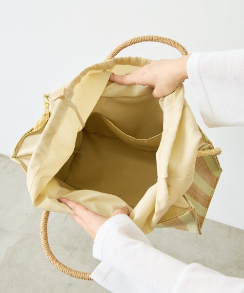 ear PAPILLONNER（イアパピヨネ）の「【NALI】ストライプストロートートバッグ/ショルダーバッグ（トートバッグ・レディース・ミント/イエロー・FREE）」の14枚目の写真
