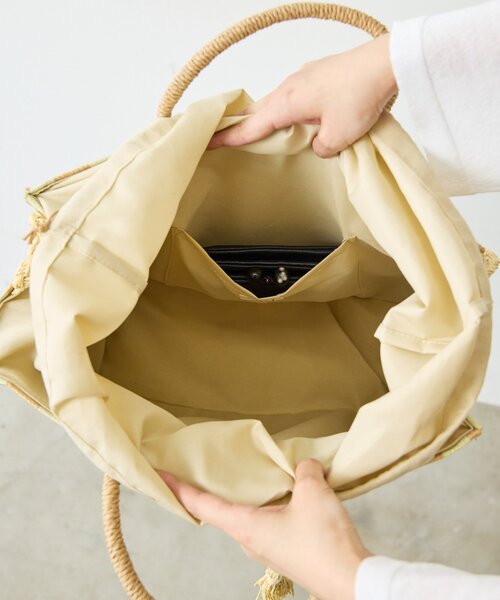 ear PAPILLONNER（イアパピヨネ）の「【NALI】ストライプストロートートバッグ/ショルダーバッグ（トートバッグ・レディース・ミント/イエロー・FREE）」の15枚目の写真