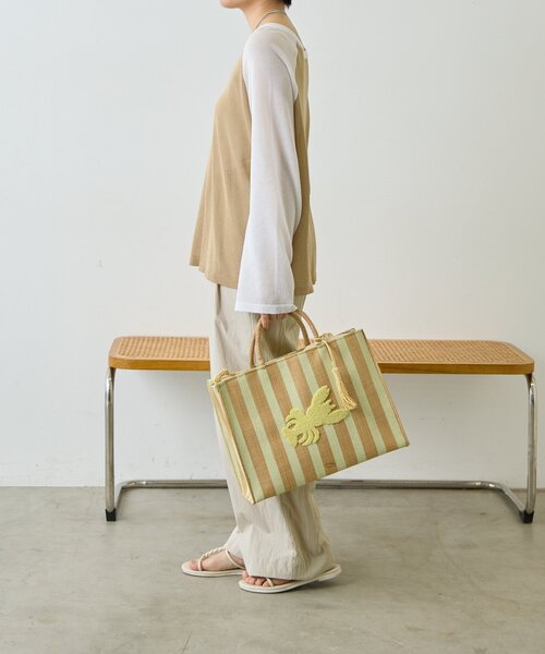 ear PAPILLONNER（イアパピヨネ）の「【NALI】ストライプストロートートバッグ/ショルダーバッグ（トートバッグ・レディース・ミント/イエロー・FREE）」の17枚目の写真