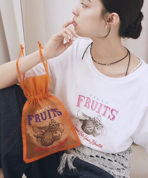 earth music&ecology(アースミュージックアンドエコロジー)の「刺繍チュール巾着(ポーチ・レディース・ホワイト/シルバー/パープル/ゴールド/オレンジ・FREE)」の9枚目の写真