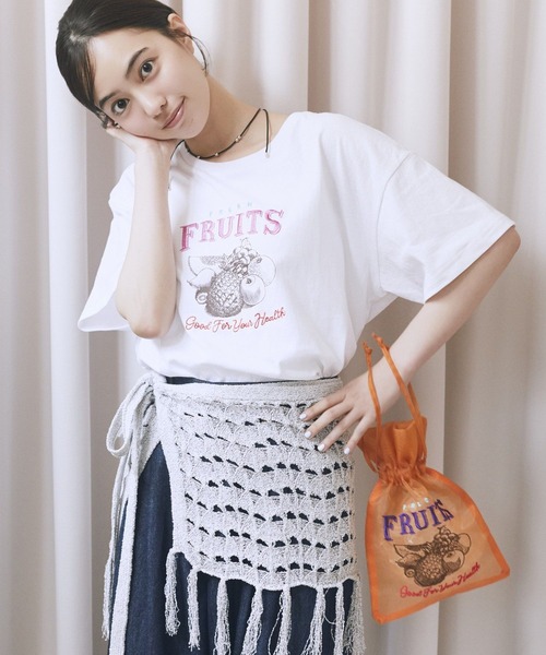 earth music&ecology(アースミュージックアンドエコロジー)の「刺繍チュール巾着(ポーチ・レディース・ホワイト/シルバー/パープル/ゴールド/オレンジ・FREE)」の10枚目の写真
