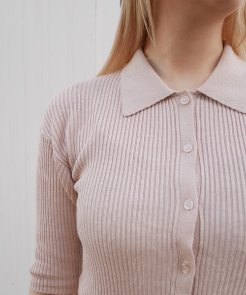 HONEY MI HONEY(ハニーミーハニー)の「tulle peplum short sleeve cardigan(カーディガン/ボレロ・レディース・グレー/ブラック/ピンクベージュ・FREE)」の9枚目の写真