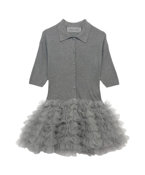 HONEY MI HONEY(ハニーミーハニー)の「tulle peplum short sleeve cardigan(カーディガン/ボレロ・レディース・グレー/ブラック/ピンクベージュ・FREE)」の15枚目の写真