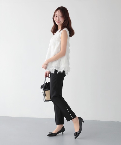 Mirenue（ミレニュー）の「パールテーパードパンツ（その他パンツ・レディース・ピンク/ブラック/ホワイト・M/S）」の2枚目の写真