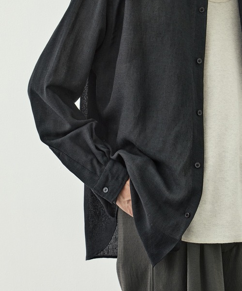 CITY TOKYO(シティトウキョウ)の「【CITY TOKYO/シティートーキョー】Twist linen リラックスシャツ(シャツ/ブラウス・メンズ・オフホワイト/ブラック・1/3/2)」の10枚目の写真