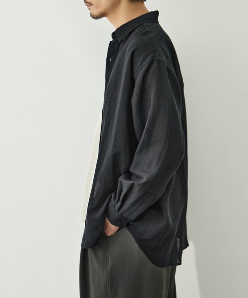 CITY TOKYO(シティトウキョウ)の「【CITY TOKYO/シティートーキョー】Twist linen リラックスシャツ(シャツ/ブラウス・メンズ・オフホワイト/ブラック・1/3/2)」の6枚目の写真