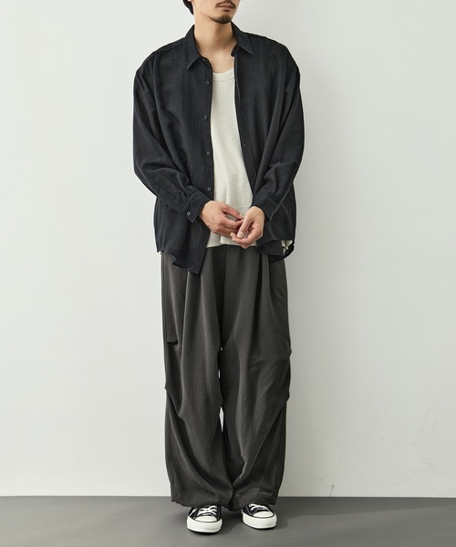 CITY TOKYO(シティトウキョウ)の「【CITY TOKYO/シティートーキョー】Twist linen リラックスシャツ(シャツ/ブラウス・メンズ・オフホワイト/ブラック・1/3/2)」の8枚目の写真