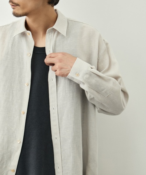 CITY TOKYO(シティトウキョウ)の「【CITY TOKYO/シティートーキョー】Twist linen リラックスシャツ(シャツ/ブラウス・メンズ・オフホワイト/ブラック・1/3/2)」の18枚目の写真