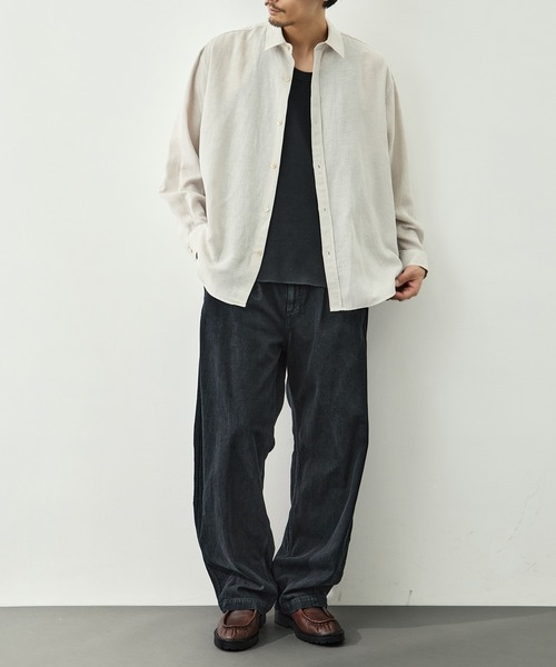 CITY TOKYO(シティトウキョウ)の「【CITY TOKYO/シティートーキョー】Twist linen リラックスシャツ(シャツ/ブラウス・メンズ・オフホワイト/ブラック・1/3/2)」の16枚目の写真