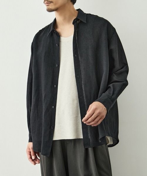 CITY TOKYO(シティトウキョウ)の「【CITY TOKYO/シティートーキョー】Twist linen リラックスシャツ(シャツ/ブラウス・メンズ・オフホワイト/ブラック・1/3/2)」の4枚目の写真