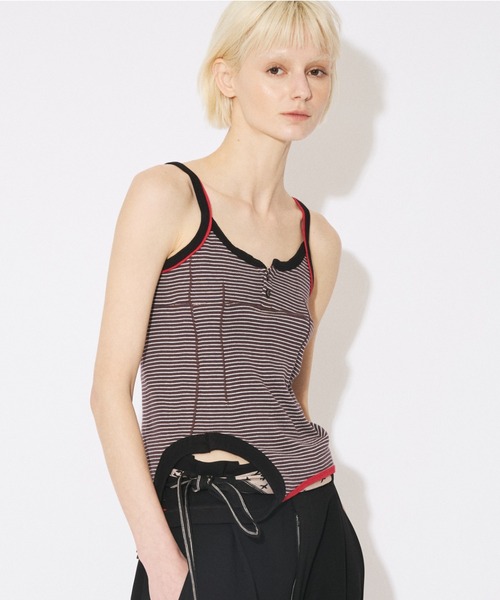 Robert P.Miller(ロバート ピー ミラー)の「Miller double-end multi color tank top(キャミソール・レディース・ブラック×ホワイト/ホワイト×ブラック/サックスブルー/レッド/ブラウン/ブラック・FREE)」の7枚目の写真