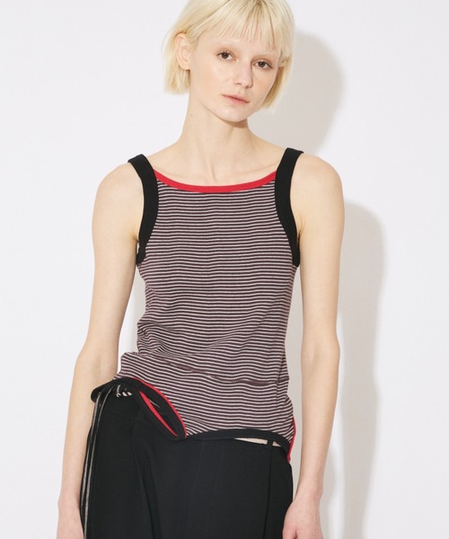 Robert P.Miller(ロバート ピー ミラー)の「Miller double-end multi color tank top(キャミソール・レディース・ブラック×ホワイト/ホワイト×ブラック/サックスブルー/レッド/ブラウン/ブラック・FREE)」の8枚目の写真