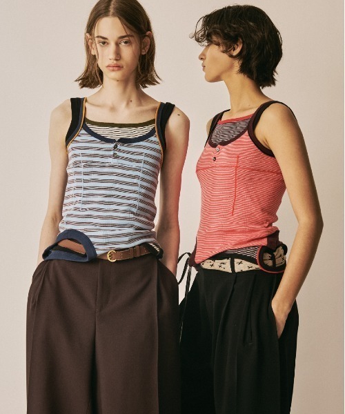 Robert P.Miller(ロバート ピー ミラー)の「Miller double-end multi color tank top(キャミソール・レディース・ブラック×ホワイト/ホワイト×ブラック/サックスブルー/レッド/ブラウン/ブラック・FREE)」の9枚目の写真