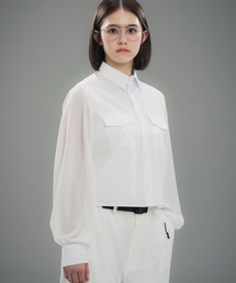 +phenix(プラスフェニックス)SHEER SLEEVE CROPPED SHIRT / シアースリーブ クロップドシャツ