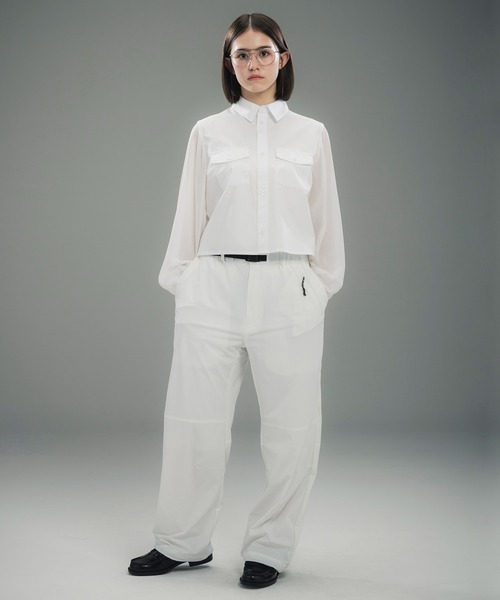 +phenix（プラスフェニックス）の「+phenix(プラスフェニックス)SHEER SLEEVE CROPPED SHIRT / シアースリーブ クロップドシャツ（シャツ/ブラウス・レディース・ブラック/ホワイト/ベージュ・M/L）」の9枚目の写真