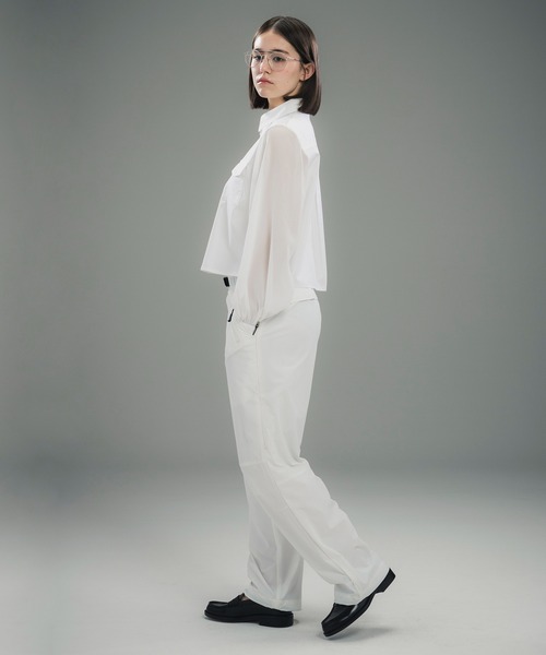 +phenix（プラスフェニックス）の「+phenix(プラスフェニックス)SHEER SLEEVE CROPPED SHIRT / シアースリーブ クロップドシャツ（シャツ/ブラウス・レディース・ブラック/ホワイト/ベージュ・M/L）」の10枚目の写真