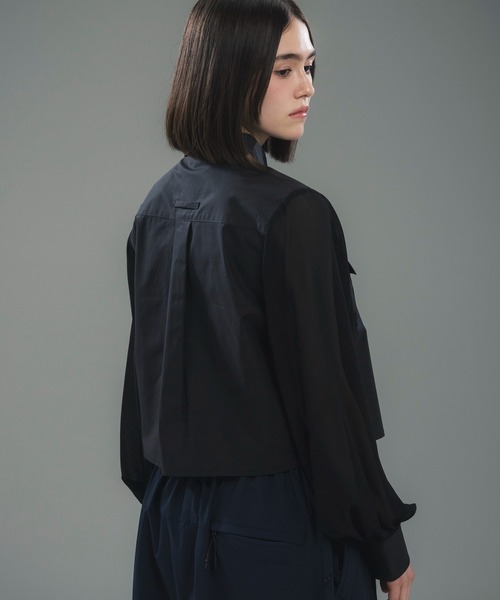 +phenix（プラスフェニックス）の「+phenix(プラスフェニックス)SHEER SLEEVE CROPPED SHIRT / シアースリーブ クロップドシャツ（シャツ/ブラウス・レディース・ブラック/ホワイト/ベージュ・M/L）」の11枚目の写真