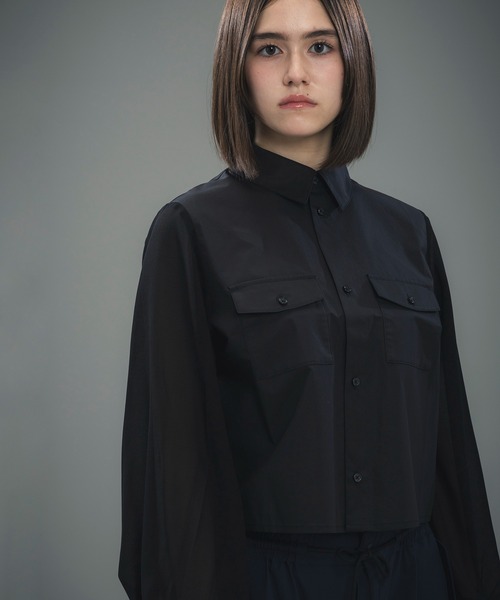 +phenix（プラスフェニックス）の「+phenix(プラスフェニックス)SHEER SLEEVE CROPPED SHIRT / シアースリーブ クロップドシャツ（シャツ/ブラウス・レディース・ブラック/ホワイト/ベージュ・M/L）」の13枚目の写真