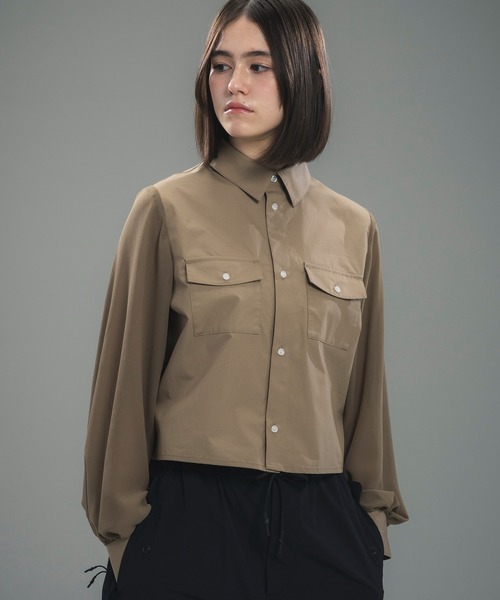 +phenix（プラスフェニックス）の「+phenix(プラスフェニックス)SHEER SLEEVE CROPPED SHIRT / シアースリーブ クロップドシャツ（シャツ/ブラウス・レディース・ブラック/ホワイト/ベージュ・M/L）」の18枚目の写真