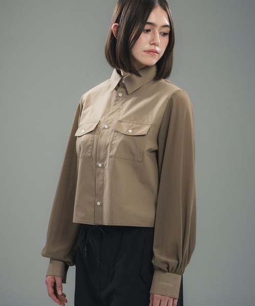 +phenix（プラスフェニックス）の「+phenix(プラスフェニックス)SHEER SLEEVE CROPPED SHIRT / シアースリーブ クロップドシャツ（シャツ/ブラウス・レディース・ブラック/ホワイト/ベージュ・M/L）」の20枚目の写真