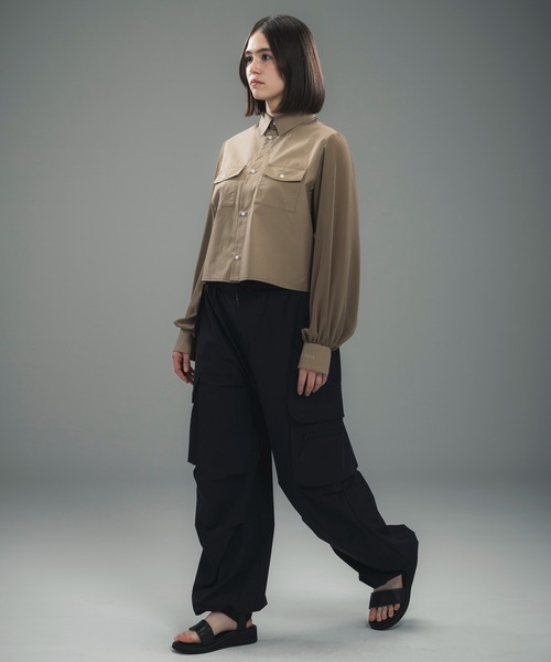 +phenix（プラスフェニックス）の「+phenix(プラスフェニックス)SHEER SLEEVE CROPPED SHIRT / シアースリーブ クロップドシャツ（シャツ/ブラウス・レディース・ブラック/ホワイト/ベージュ・M/L）」の22枚目の写真
