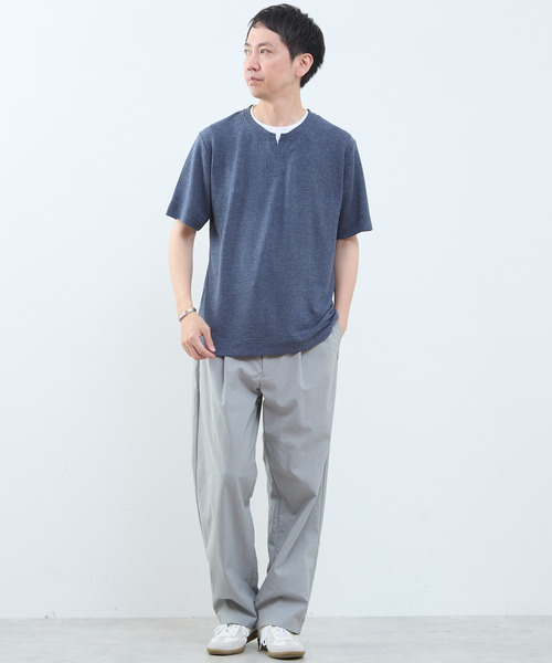 MEN'S MELROSE(メンズメルローズ)の「リンクスストライプ フェイクレイヤードキーネックTシャツ(Tシャツ/カットソー・メンズ・ライトグレー/ブルー/ネイビー・2/3/4)」の13枚目の写真