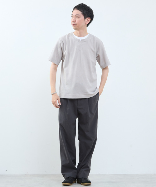 MEN'S MELROSE(メンズメルローズ)の「リンクスストライプ フェイクレイヤードキーネックTシャツ(Tシャツ/カットソー・メンズ・ライトグレー/ブルー/ネイビー・2/3/4)」の19枚目の写真