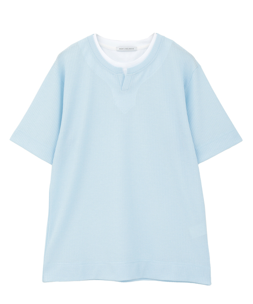 MEN'S MELROSE(メンズメルローズ)の「リンクスストライプ フェイクレイヤードキーネックTシャツ(Tシャツ/カットソー・メンズ・ライトグレー/ブルー/ネイビー・2/3/4)」の21枚目の写真