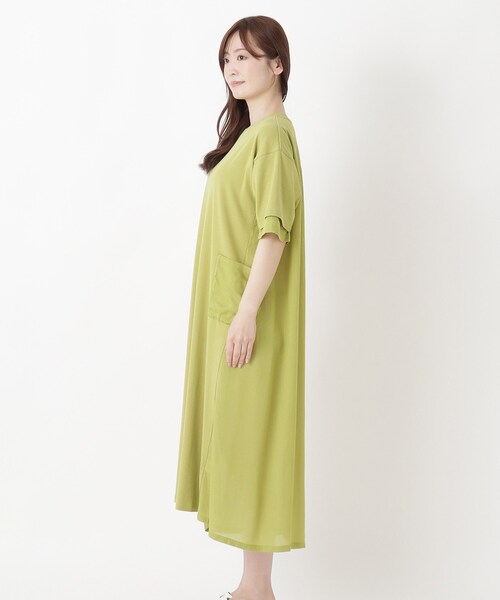one'sterrace(ワンズテラス)の「【ひんやり】コットン天竺 切替コンビ5分袖ワンピース(ワンピース・レディース・ブルー系その他7/グレー系その他7/オリーブ系3・02)」の16枚目の写真