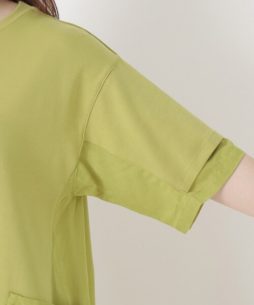 one'sterrace(ワンズテラス)の「【ひんやり】コットン天竺 切替コンビ5分袖ワンピース(ワンピース・レディース・ブルー系その他7/グレー系その他7/オリーブ系3・02)」の13枚目の写真