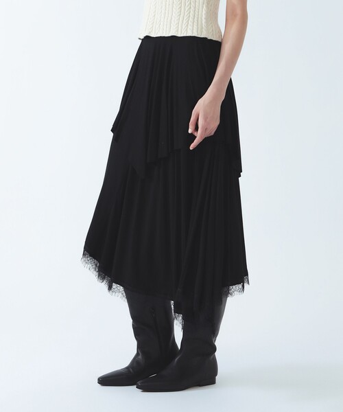 Ray BEAMS(レイビームス)の「ランダム レースヘム スカート(スカート・レディース・ブラック/ダークブラウン・ONE SIZE)」の1枚目の写真