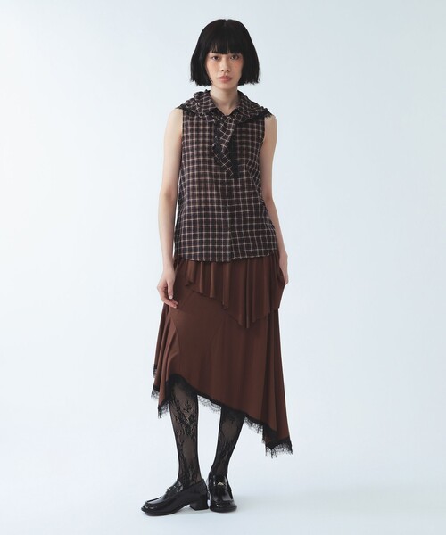 Ray BEAMS(レイビームス)の「ランダム レースヘム スカート(スカート・レディース・ブラック/ダークブラウン・ONE SIZE)」の7枚目の写真