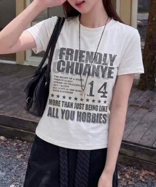 lilful（リルフル）の「【26年春夏新作】Y2K ヴィンテージ加工 グラフィックロゴプリントTシャツ（Tシャツ/カットソー・レディース・ブラック/ホワイト/グレー・S/M）」の2枚目の写真