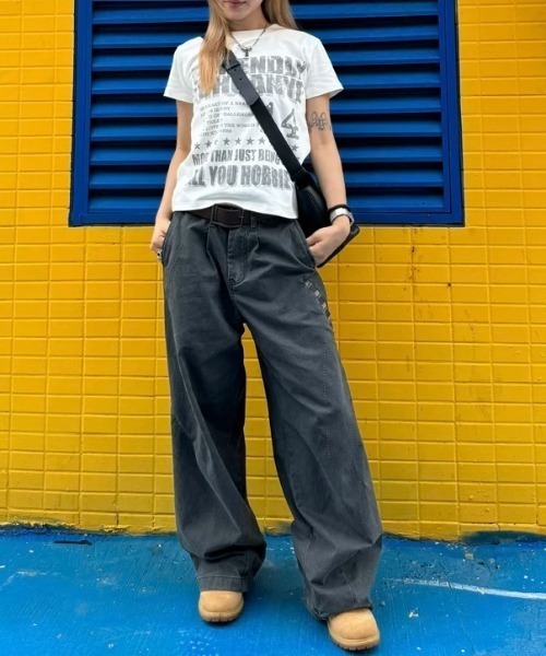 lilful（リルフル）の「【26年春夏新作】Y2K ヴィンテージ加工 グラフィックロゴプリントTシャツ（Tシャツ/カットソー・レディース・ブラック/ホワイト/グレー・S/M）」の21枚目の写真