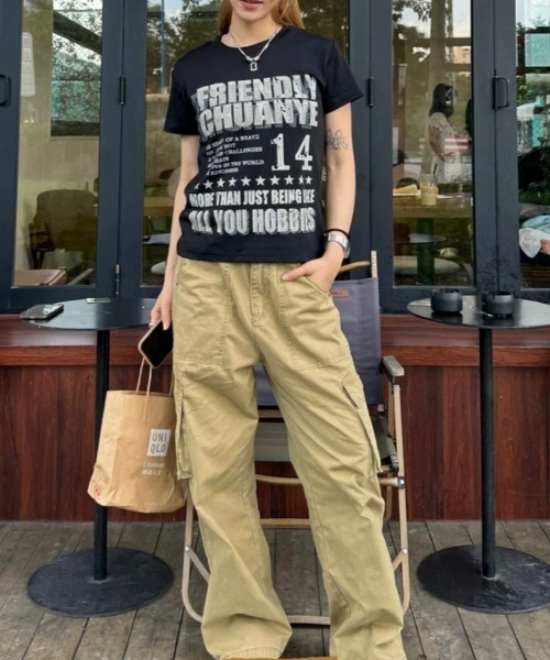 lilful（リルフル）の「【26年春夏新作】Y2K ヴィンテージ加工 グラフィックロゴプリントTシャツ（Tシャツ/カットソー・レディース・ブラック/ホワイト/グレー・S/M）」の7枚目の写真