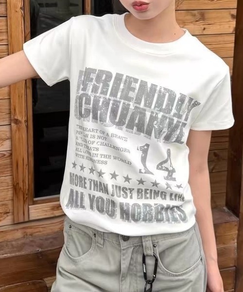 lilful（リルフル）の「【26年春夏新作】Y2K ヴィンテージ加工 グラフィックロゴプリントTシャツ（Tシャツ/カットソー・レディース・ブラック/ホワイト/グレー・S/M）」の4枚目の写真