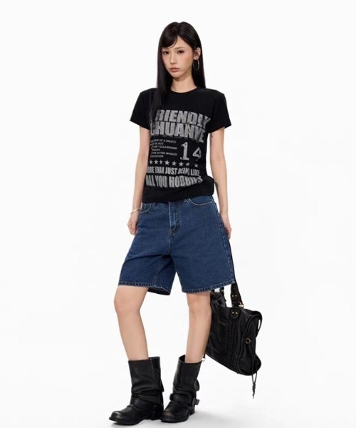 lilful（リルフル）の「【26年春夏新作】Y2K ヴィンテージ加工 グラフィックロゴプリントTシャツ（Tシャツ/カットソー・レディース・ブラック/ホワイト/グレー・S/M）」の17枚目の写真