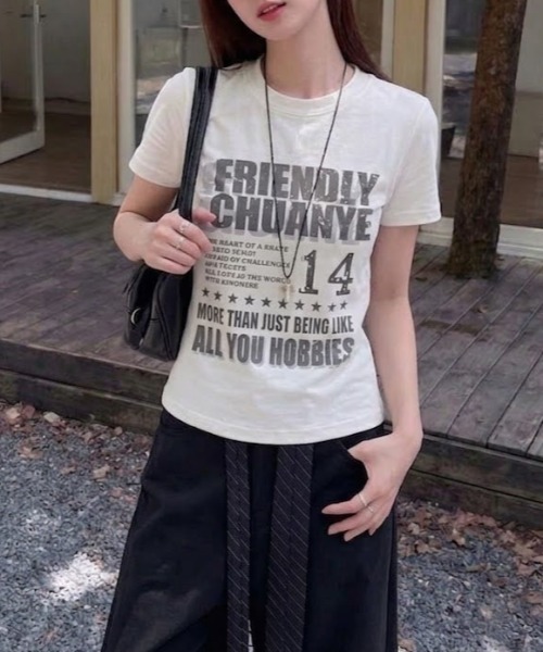 lilful（リルフル）の「【26年春夏新作】Y2K ヴィンテージ加工 グラフィックロゴプリントTシャツ（Tシャツ/カットソー・レディース・ブラック/ホワイト/グレー・S/M）」の22枚目の写真