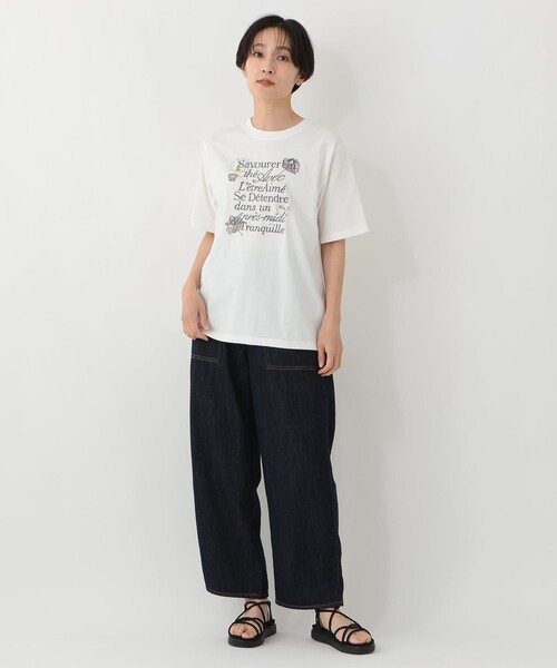 Afternoon Tea（アフタヌーンティー）の「パッチワーク刺繍Tシャツ/リバティプリント（Tシャツ/カットソー・レディース・ライトピンク/オフホワイト/ダークブラウン・MEDIUM）」の6枚目の写真