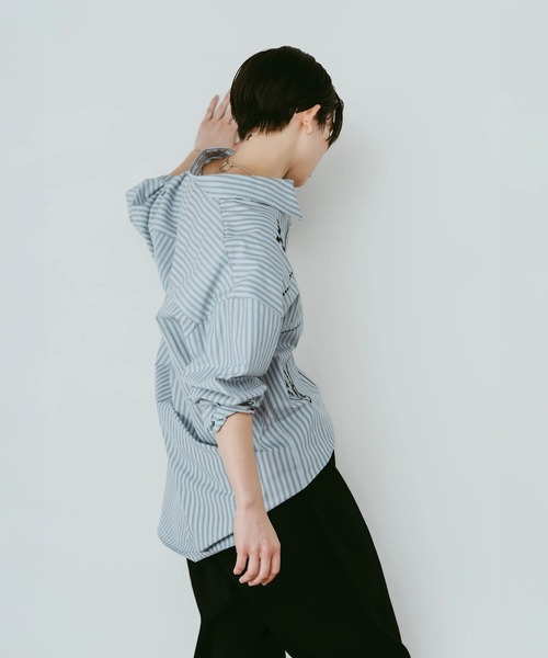 Knuth Marf（クヌースマーフ）の「embroidered shirt(unisex)（シャツ/ブラウス・レディース・ストライプ/アイボリー・FREE）」の15枚目の写真